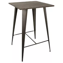 41" Oregon Industrial Bar Height Pub Table Antique Metal with Espresso Wood Top - LumiSource