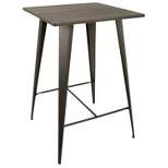41" Oregon Industrial Bar Height Pub Table Antique Metal with Espresso Wood Top - LumiSource