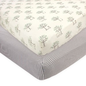 Touched by Nature Baby Organic Cotton Crib Sheet, Birch Trees, One Size - 1 of 3