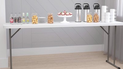 Granite White 6-Foot Rectangular Plastic Folding Table with Locking Legs