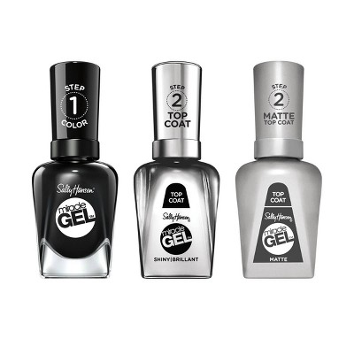Sally Hansen Miracle Gel Nail Color Trio Pack - Onyx-pected Shiny Top Coat & Matte Top Coat - 1.5 fl oz