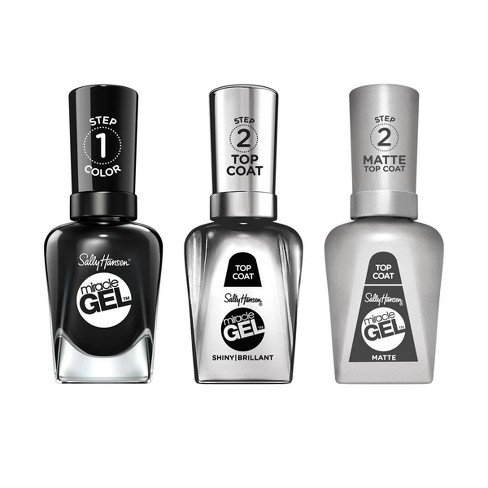 valgfri indsats marxisme Sally Hansen Miracle Gel Nail Color Trio Pack - Onyx-pected Shiny Top Coat  & Matte Top Coat - 1.5 Fl Oz : Target