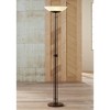 Possini Euro Design Modern Torchiere Floor Lamp 72" Tall Dark Bronze Frosted Glass Shade for Living Room Bedroom Office House - 2 of 4