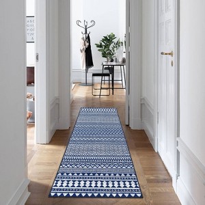 Washable Modern Geometric Printed Rug Non Slip Low Pile Rug Soft Throw Floor Cover Foldable Indoor Carpet for Living Room Bedroom Playroom - 1 of 4