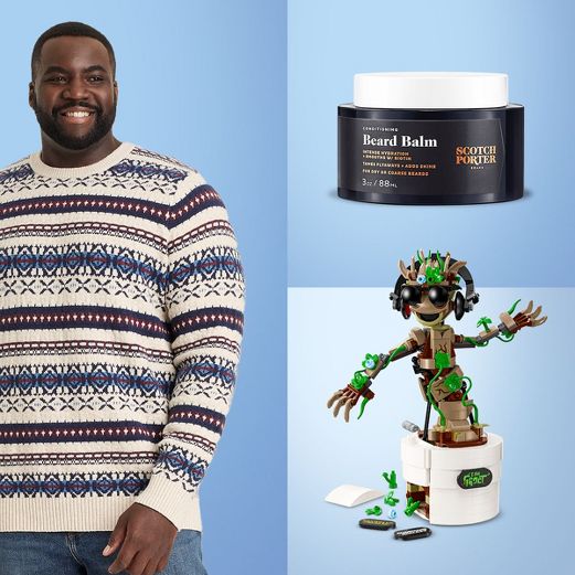 Men's Chunky Crewneck Pullover Sweater, LEGO Marvel Dancing Groot, Scotch Porter- Conditioning Beard Balm