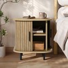 LuxenHome Mid-Century Modern 2-Door Nightstand and End Table with Slatted Slidng Doors Brown - 4 of 4