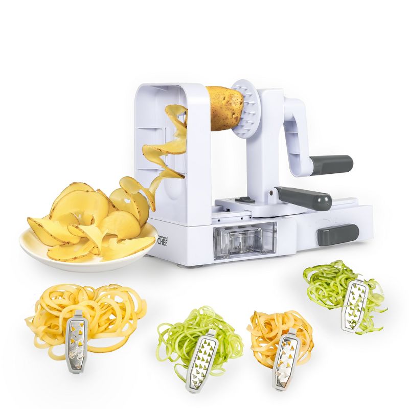 Commercial Chef Vegetable Spiralizer Zucchini Zoodle Noodles Maker Set with Four Blades, 1 of 9
