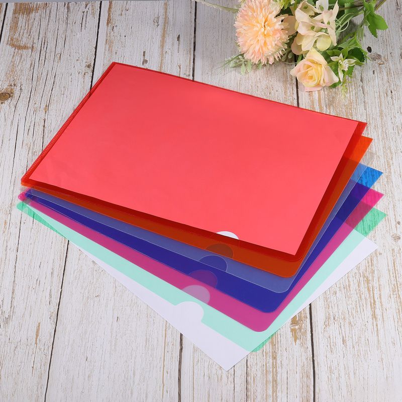 Unique Bargains L Type Folders File Project Pockets Clear Paper Document Jacket Sleeve for Office 12 Pcs, 4 of 5