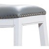 NicBex Dining Chairs Upholstered Chair Backless Saddle Bone Leather Seat Bar Stools for Kitchen, Bedroom - 3 of 4