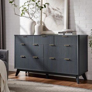SinCiDo 54" Fluted 7 Drawer Chest of Drawers, Faux Marble Topped Modern Dresser with Curved Design, for Bedroom, Living Room, Hallway - 1 of 4