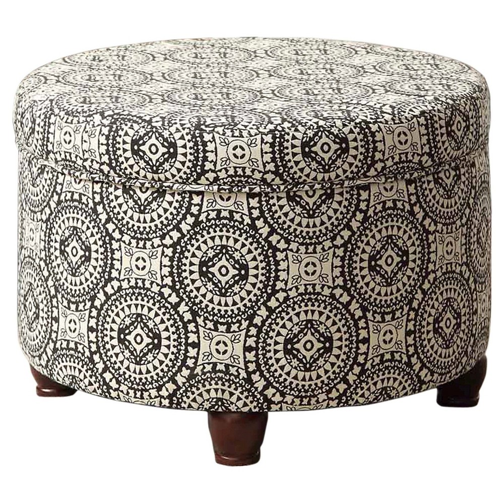 Large Round Storage Ottoman Black/White - HomePop was $109.99 now $82.49 (25.0% off)
