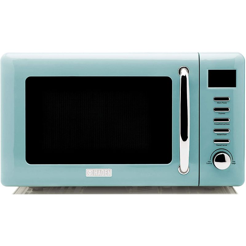 Haden 75031 Heritage Vintage Retro 0.7 Cubic Foot/20 Liter 700 Watt Countertop Microwave Oven Kitchen Appliance with Turntable, Turquoise Blue, 1 of 8
