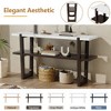 TIRAMISUBEST Narrow Console Table with Marble-Effect Top, Retro Entryway Table with Open Shelf, Sofa Table for Entryway, Hallway and Living Room - 3 of 4