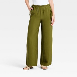 womens olive green dress pants Get Even Wide Leg Dress Pant - Olive