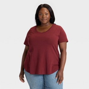 Women's Short Sleeve Scoop Neck Drapey T-Shirt - Ava & Viv™ - 1 of 3