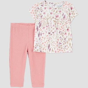 Carter's Just One You® Baby Girls' 2pc Floral Top & Bottom Set - Cream - 1 of 3