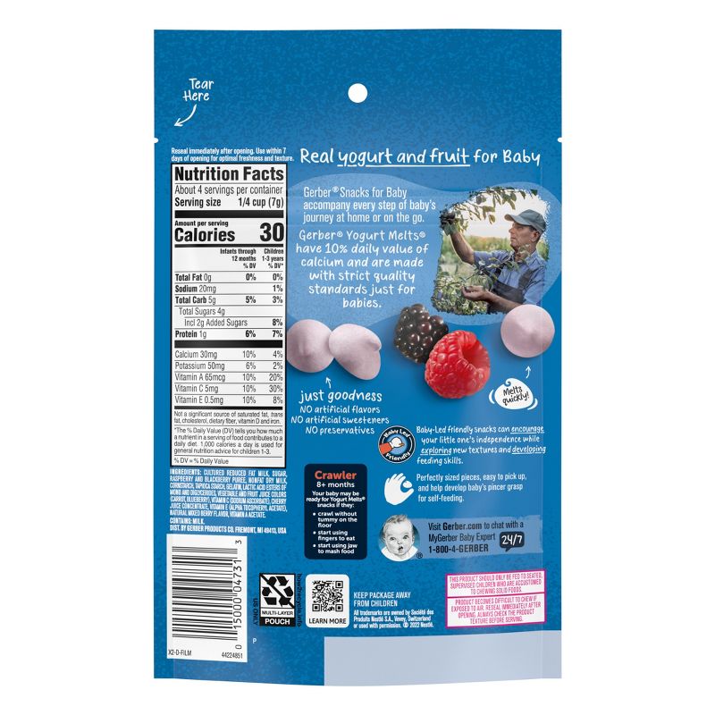Gerber Yogurt Melts Mixed Berries Freeze-Dried Yogurt &#38; Fruit Snacks - 1oz, 3 of 14
