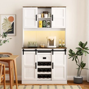 Okak Sideboard Cabinet, Bufft Cabinet with 5 Doors and 3 Open Shelves, Storage Cabinet for Living Room, Dining Room, Kitchen, taupe - 1 of 4