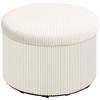 HOMCOM Storage Ottoman with Lid, 24 Inches Round Pouf Ottoman with Storage, Upholstered Corduroy Foot Rest Stool for Living Room, Bedroom - 4 of 4