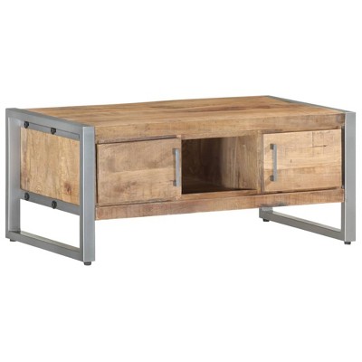 vidaXL Coffee Table Natural wood tones, grey iron Rough mango wood, iron