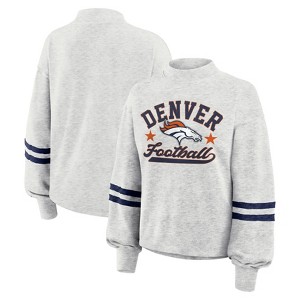 NFL Denver Broncos Women's Oatmeal Heather Crew Neck - 1 of 4