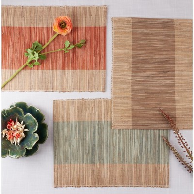 Natural Green Shimmering Banded Placemat Set of 4