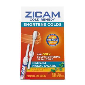 Zicam Cold Remedy Cold Shortening Medicated Zinc-Free Nasal Swabs - 20ct