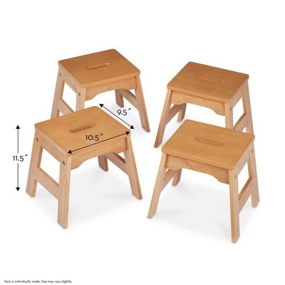 Natural Light Woodgrain Stackable Kids Wooden Stools Set