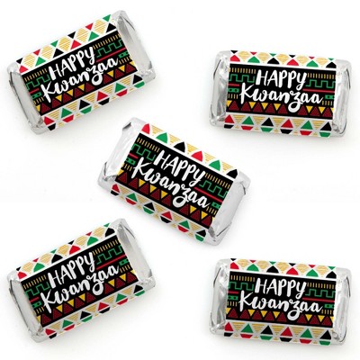 Big Dot of Happiness Happy Kwanzaa - Mini Candy Bar Wrapper Stickers - Heritage Holiday Party Small Favors - 40 Count