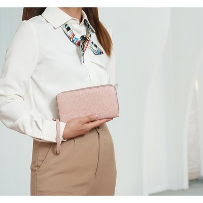 MKF Collection Wristlet Wallet, Aurora M Signature Embossed Double-Zip | MKF Collection by Mia K - Light Blue — фото 4