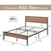 Bed Frame with Rustic Vintage Wood Headboard, Strong Metal Slats Support, Mattress Foundation & Under Bed Storage, Noise-Free, No Box Spring Needed - 3 of 4