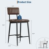 Set of 2 Counter-Height Bar Stools – PU Leather Seats with Backrests & Footrests (V615-3038, 2 Pcs) for Kitchen/Home Bars - 2 of 4