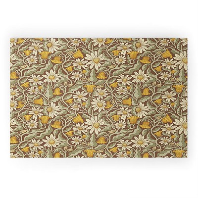 Sewzinski Retro Flowers on Brown Looped Vinyl Welcome Mat - Society6