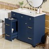 FAMYYT 36 in. Single Sink Freestanding Blue Bath Vanity with White Resin Top, Adjustable Shelves - 4 of 4