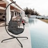 FATMOON Swing Egg Chair with Stand, Wicker Rattan Patio Folding Basket Chair with C Type Bracket , with Cushion and Pillow - 2 of 4