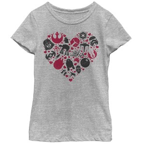 Girl's Star Wars Valentine's Day Heart Icons T-Shirt - 1 of 4