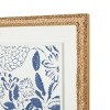 Olivia & May 22"x22" Wood Floral Relief Wall Decor with Brown Woven Seagrass Frame and White Backing Blue: Modern Botanical Art - 3 of 4