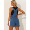 INSPIRE CHIC Women's Summer Vintage Denim Shorts Overalls Adjustable Strap Bib Jeans Shortalls - 3 of 4