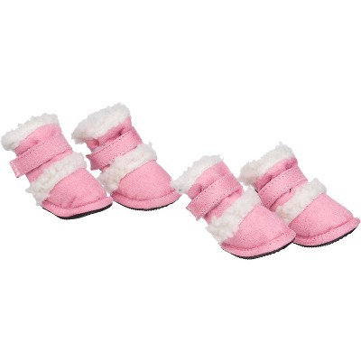 Pet Life Shearling "Duggz" Dog Shoes - Pink