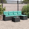vidaXL 6 Piece Patio Sofa Set with Cushions Black Poly Rattan - 2 of 4