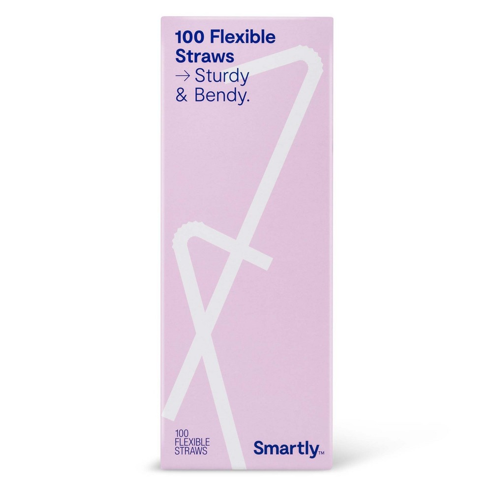 Plastic Straws - 100ct - Smartly, White