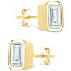 SHINE by Sterling Forever Sterling Silver Emerald Cut Bezel Set Stud Earrings - 4 of 4