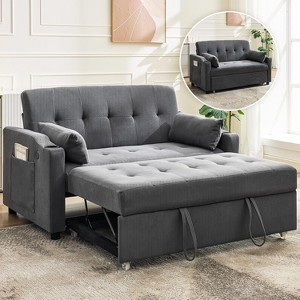Sofa Bed Couch, Futon Sleeper Couches with Pull Out Bed, USB Convertible Sofa Cama for Small Spaces, 3 in 1 Loveseat Furniture Lounge Recliner - 1 of 4