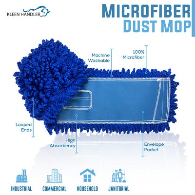 24 Inch Blue Microfiber Dust Mop Head Replacement Pack