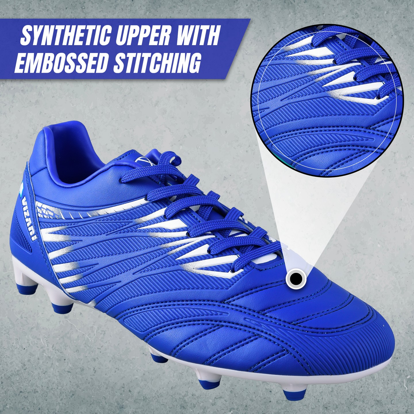 Мужские кроссовки Vizari Valencia Firm Ground Outdoor Soccer Shoes - Royal/White, Size 9.5, цвет: Белый — фото 6