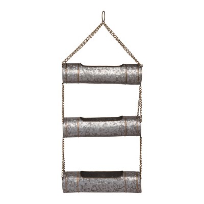 Transpac Metal 40 in. Silver Spring Hanging Pipe Planter