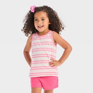Toddler Girls' Striped Tank Top - Cat & Jack™ Cream - 1 of 3