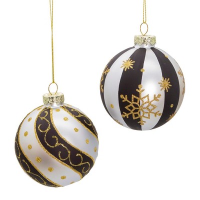 Palline Di Natale Glitterate Kurt Adler - Set Da 6 Pezzi In Argento Con Paillettes, 80 Mm - copertina