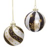Kurt Adler 80 MM Silver/ Black/ Gold Glass Balls, 6-Piece Set - 3 of 4