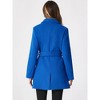 INSPIRE CHIC Women's Notch Lapel Double Breasted Belted Mid Long Outwear Winter Coat - 4 of 4